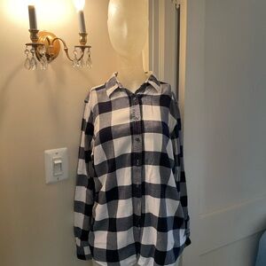 Lands’ End Flannel Long Sleeve Shirt, Women’s Sz 14